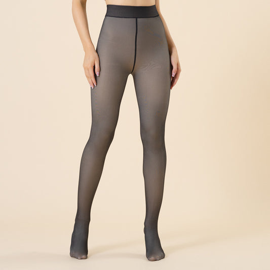 Collants transparents pour femmes, imitation d'une seule pièce, chauds pour l'extérieur.