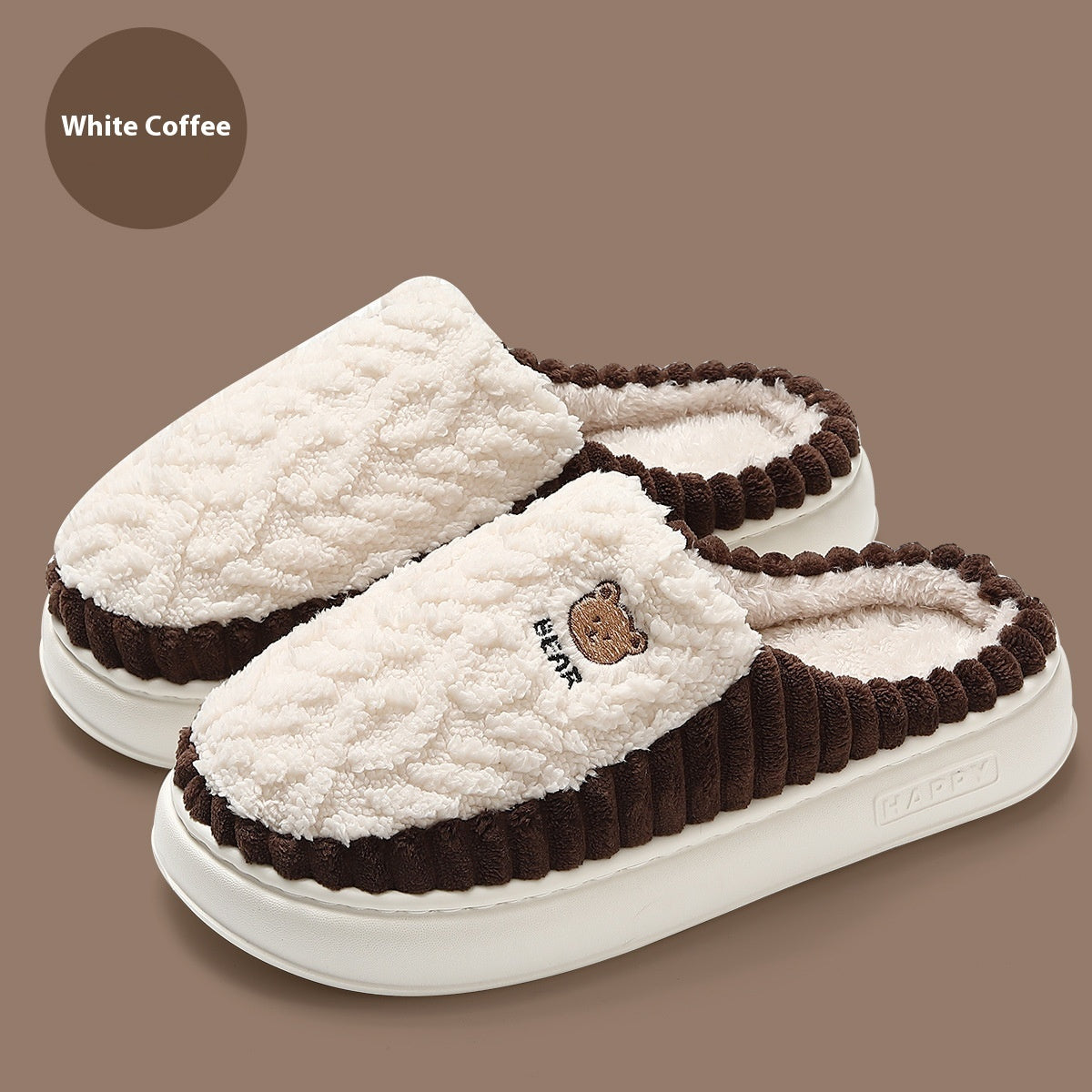 Ours mignon en peluche pantoufles d’hiver Chaussures polaires chaudes Intérieur Chambre Sol Maison Pantoufles Pour Femmes Hommes Couple