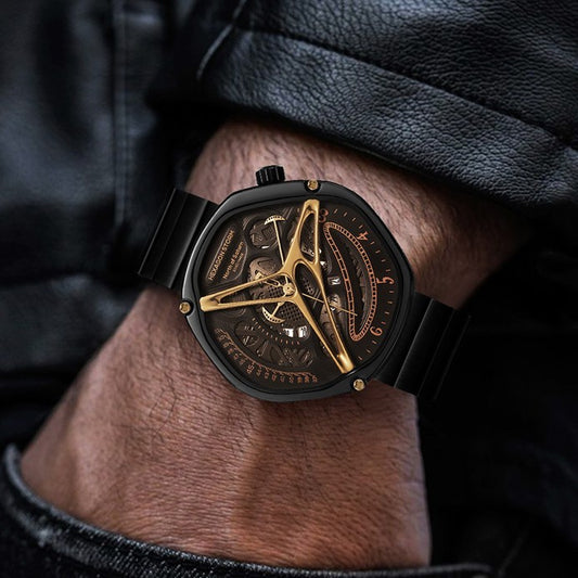 Montre haut de gamme pour homme avec motif d'extraterrestre évidé