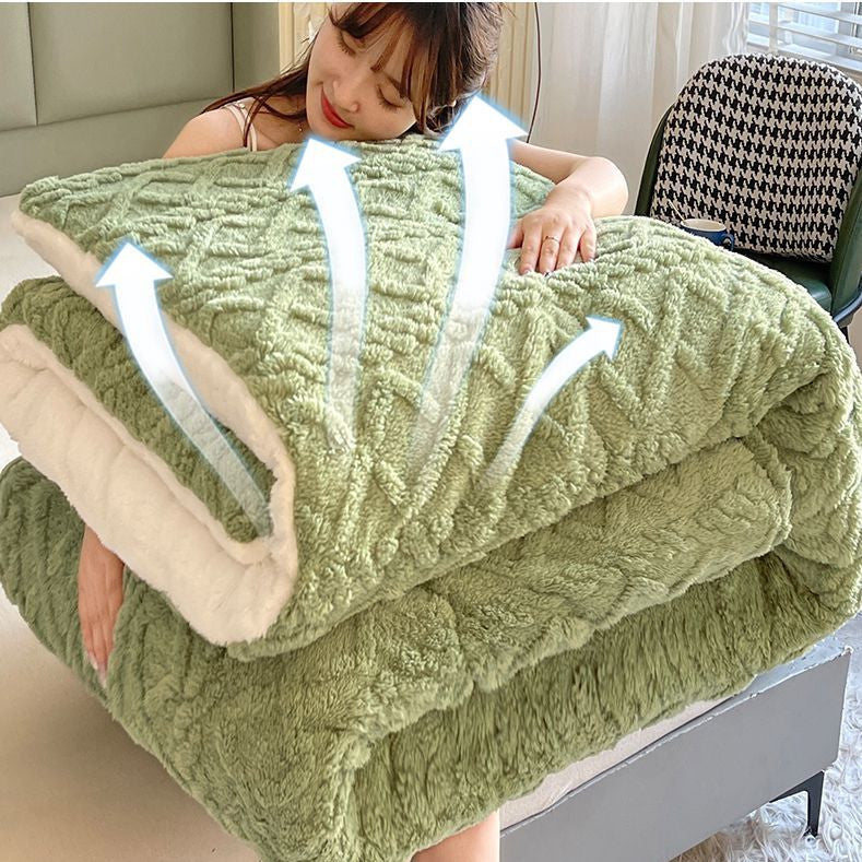 Couette double matelassée en peluche, épaissie pour plus de chaleur.