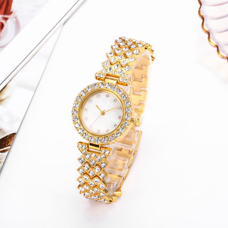 Montre à quartz pour femmes, simple et élégante, en alliage avec diamants