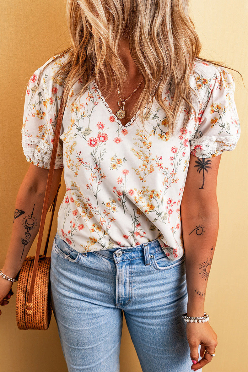 T-shirt floral personnalisé de mode pour les femmes - Ivory Deals Market