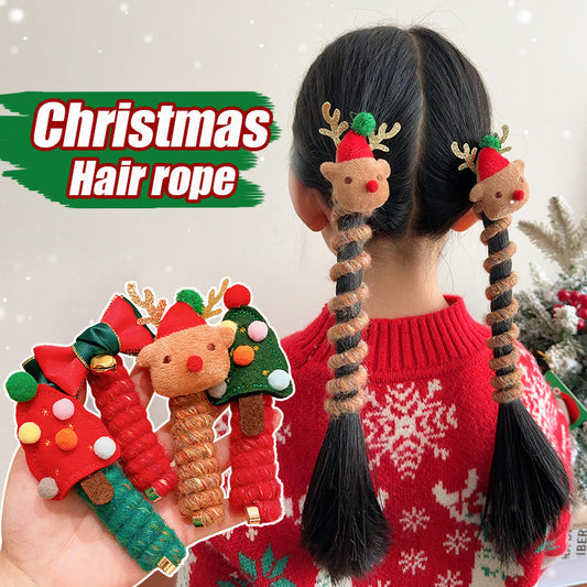 Bande élastique mignonne pour les cheveux des enfants à Noël, accessoire capillaire festif en spirale.