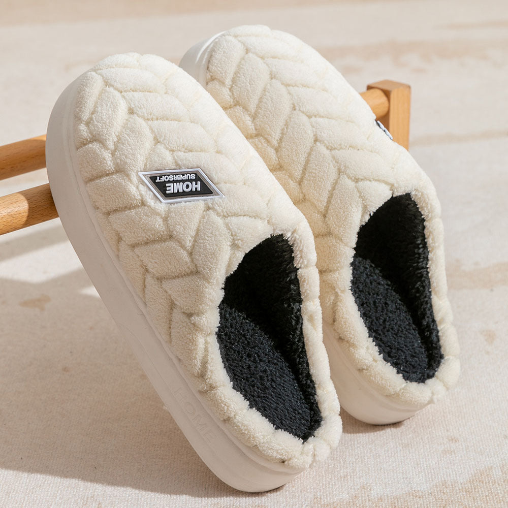 Nouveau antidérapant à semelles épaisses en peluche pantoufles couple hiver chaud maison pantoufle intérieur chaussures polaires pour femmes hommes