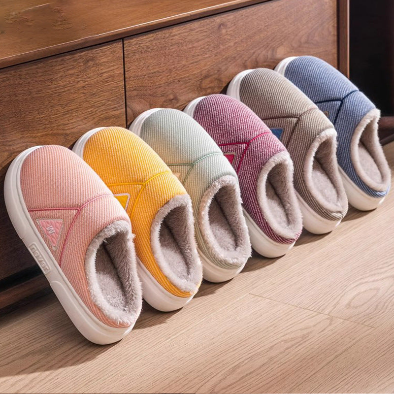 Pantoufles de maison à rayures solides Hiver Chaussures polaires chaudes Hommes Intérieur Chambre Sol Peluche Pantoufles Pour Femmes Couple