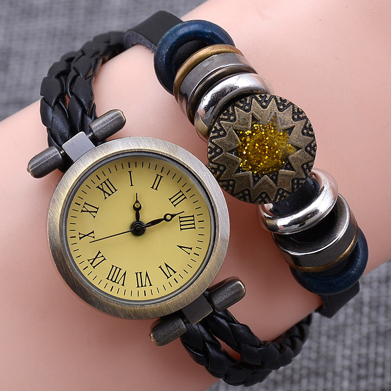 Montre-bracelet artisanale vintage pour femmes, style mode torsadé.