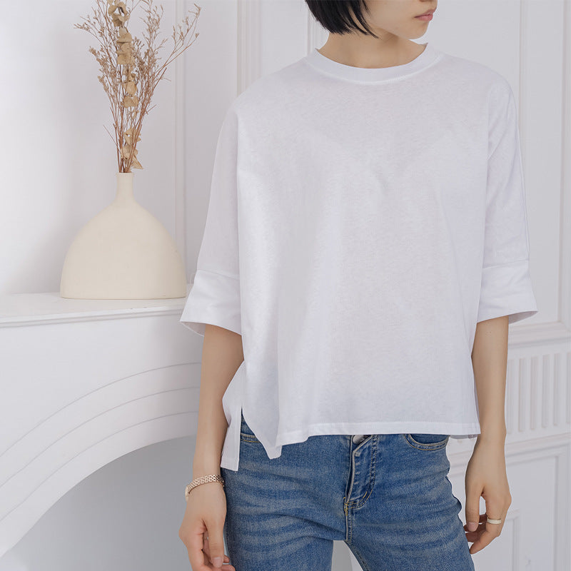 T-shirt en coton pur ample, version grande pour femmes.