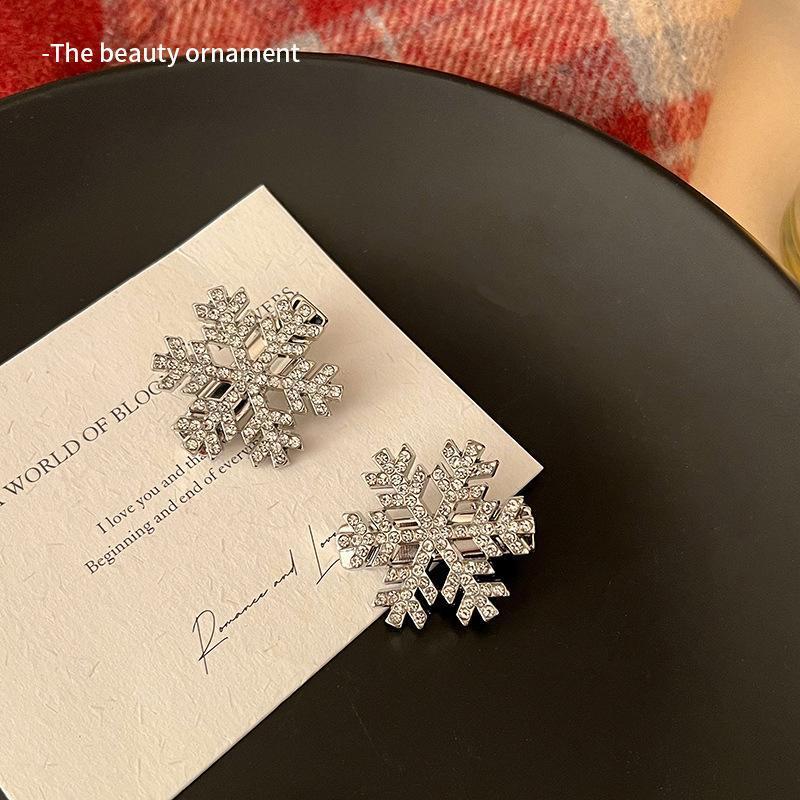 Pince à cheveux en perles de flocon de neige en cristal pour filles d'hiver, petites épingles à cheveux Bobby, accessoires de mode rétro pour femmes, fleur de coiffure, bijoux capillaires.