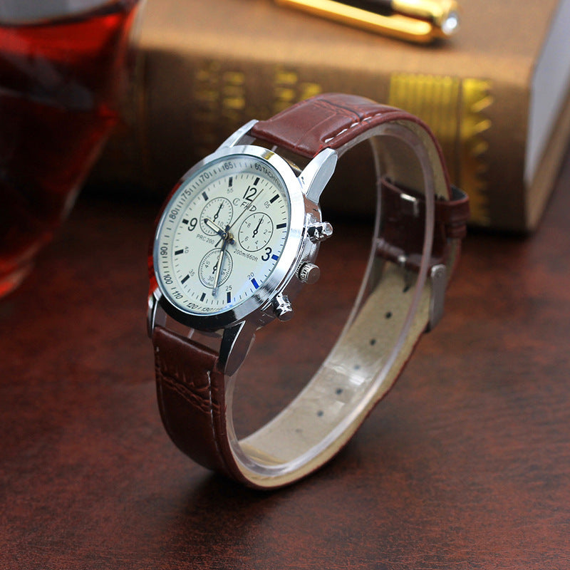 Montre à quartz pour hommes avec bracelet en verre bleu, cadeau de mode.