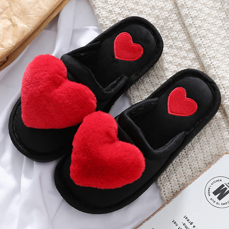 Mignon Love Slipper Hiver Chaud Moelleux Chaussures Maison Pantoufles Pour La Saint-Valentin