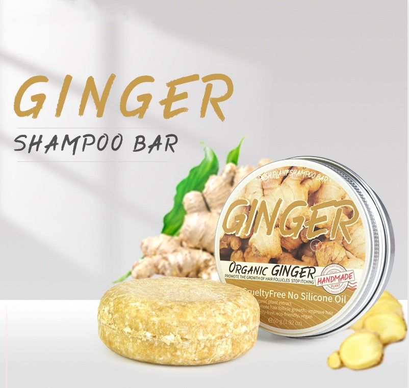 Shampooing au gingembre, savon antipelliculaire, rafraîchissant.