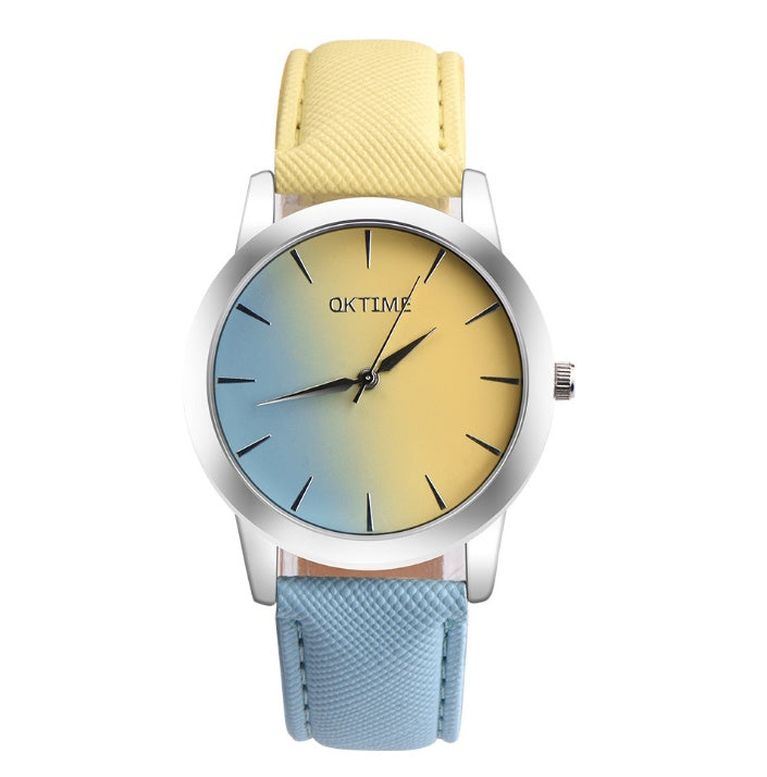 Montre élégante pour femme avec un design rétro décontracté, à cadran arc-en-ciel, mouvement à quartz.