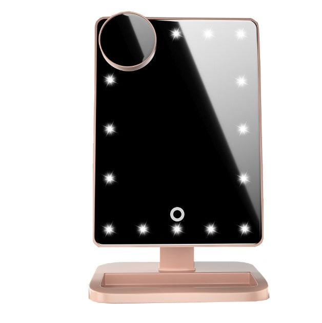 Miroir de maquillage à écran tactile avec 20 lumières LED, haut-parleur Bluetooth et miroirs grossissants 10X