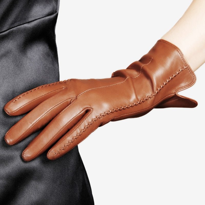 Gants en cuir pour femmes avec écran tactile pour l'automne et l'hiver.