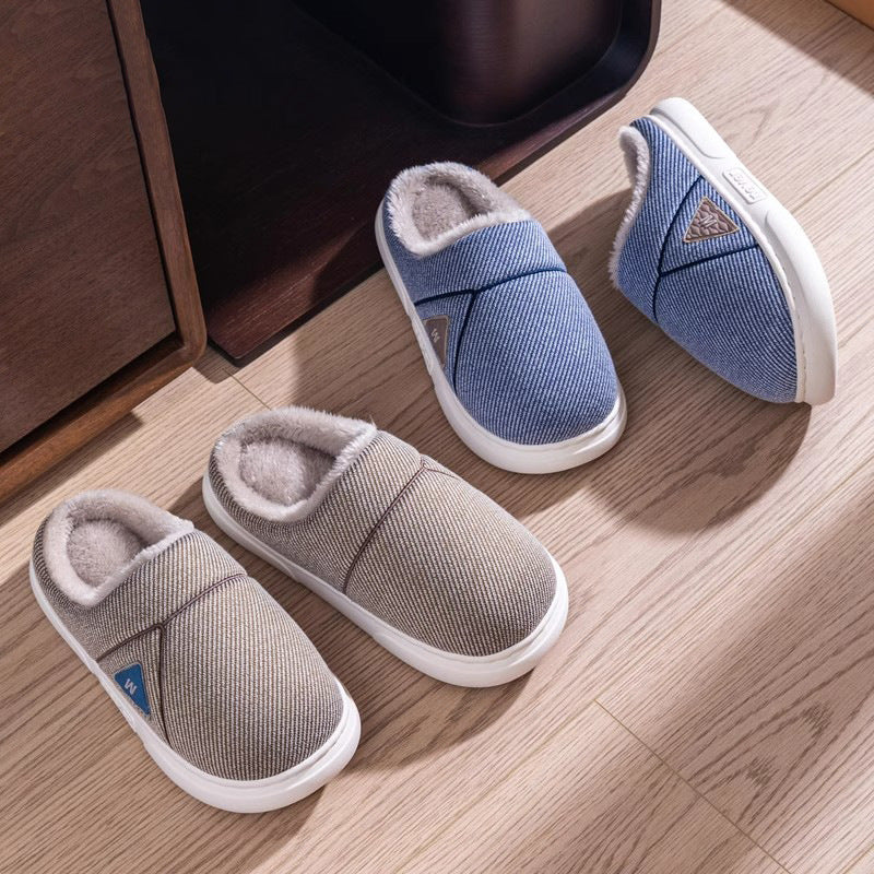 Pantoufles de maison à rayures solides Hiver Chaussures polaires chaudes Hommes Intérieur Chambre Sol Peluche Pantoufles Pour Femmes Couple