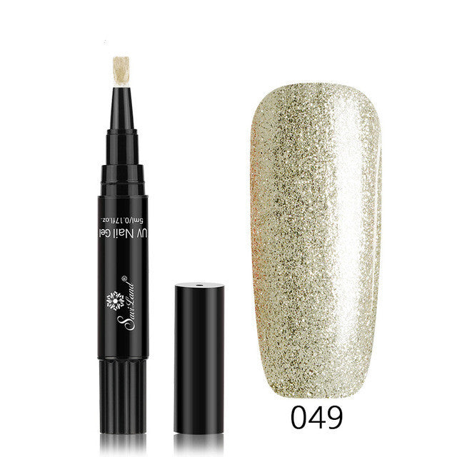 Stylo vernis à ongles gel 3 en 1 avec paillettes, vernis à ongles hybride en une étape