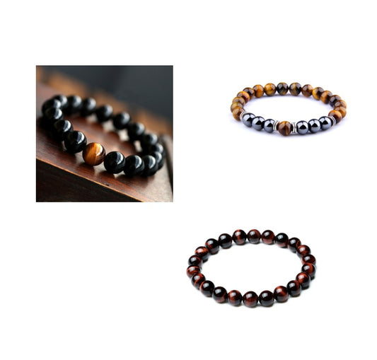 Naturel noir Onyx avec pierre oeil de tigre perles bracelet pour hommes bijoux 12 constellation Lovers Bilan Énergétique bracelet - Ivory Deals Market