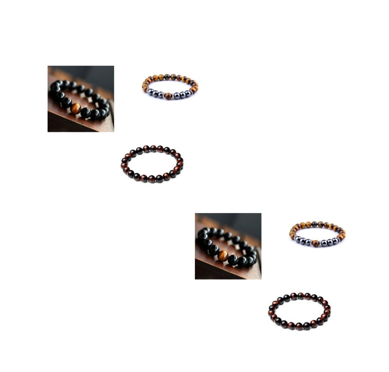 Naturel noir Onyx avec pierre oeil de tigre perles bracelet pour hommes bijoux 12 constellation Lovers Bilan Énergétique bracelet - Ivory Deals Market