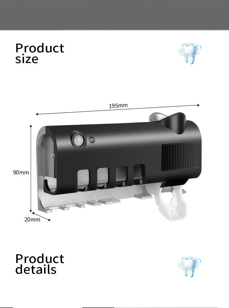 Stérilisateur de brosse à dents intelligente, support mural sans perforation avec stérilisation ultraviolette.