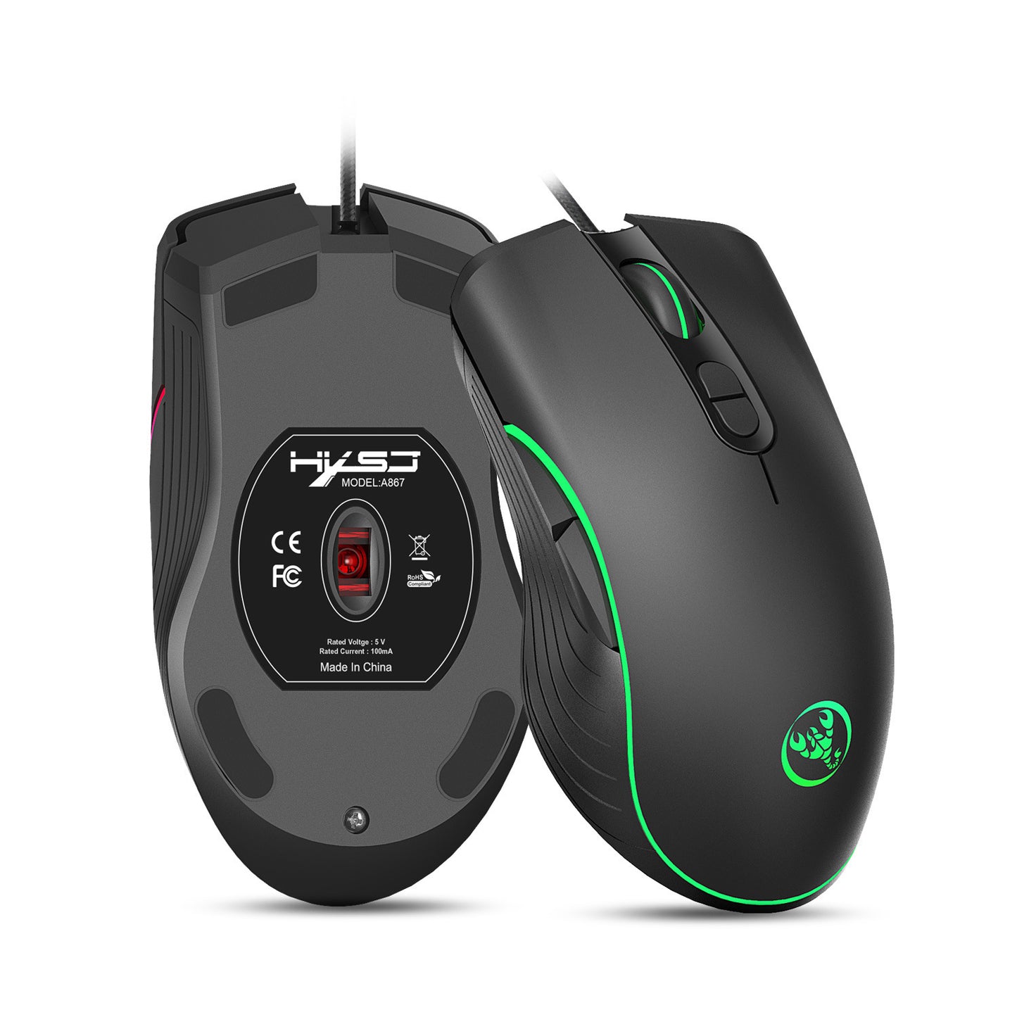 Souris de jeu lumineuse, souris filaire de jeu