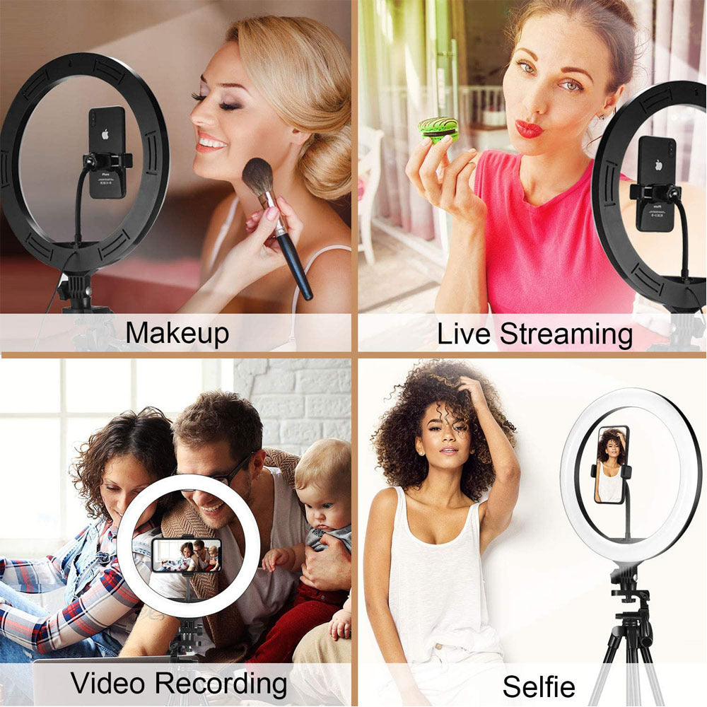 Vidéo Lumière, Lumière à Intensité Réglable, Selfie Light Ring, Anneau Lumière, Avec Trépied Cadre Lumière - Ivory Deals Market