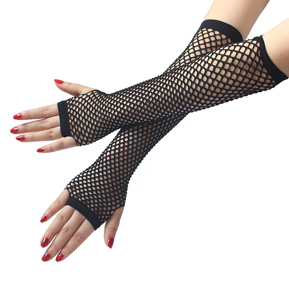 Gants longs en dentelle sexy avec crochet pour les doigts.