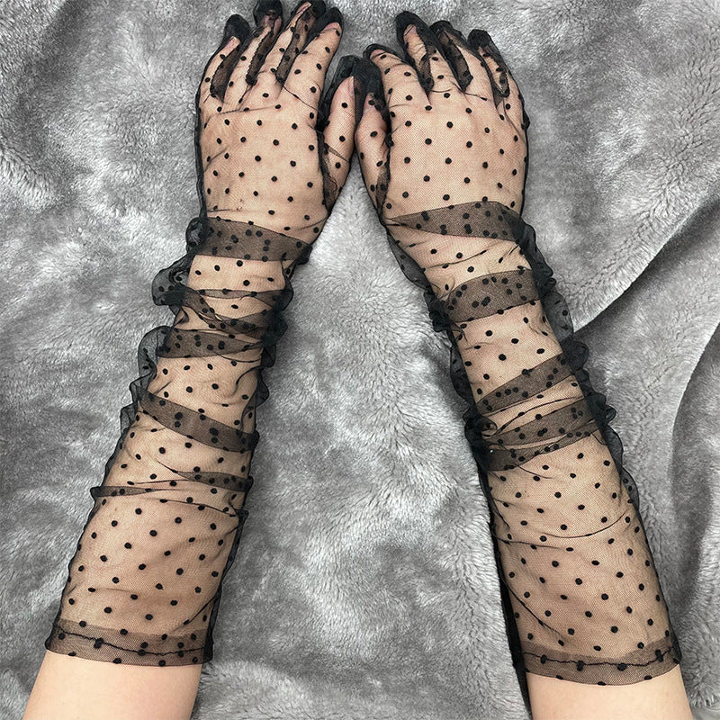 Gants longs en dentelle sexy avec crochet pour les doigts.