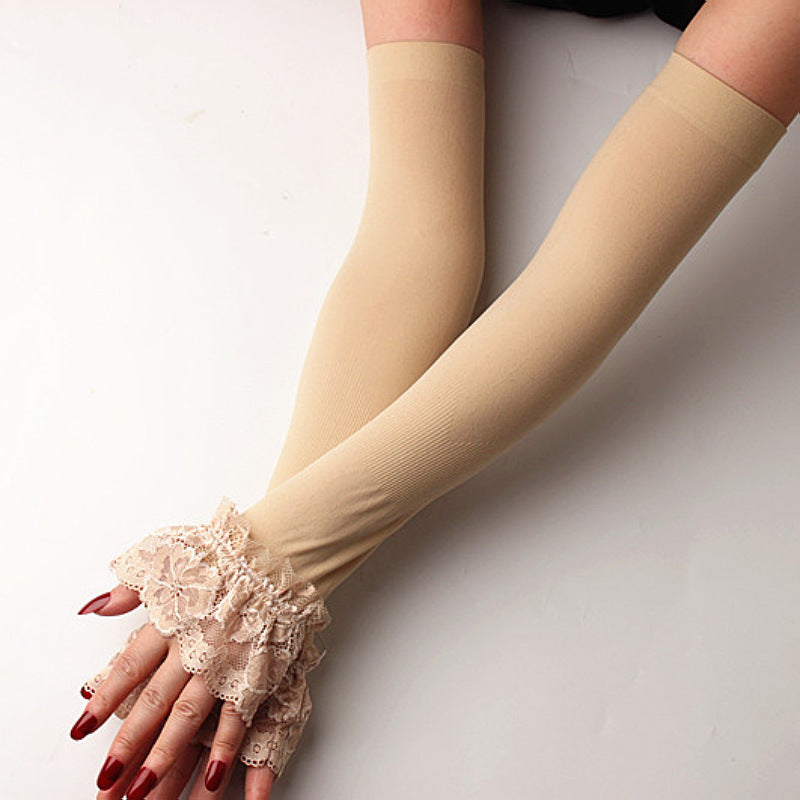 Gants longs en dentelle sexy avec crochet pour les doigts.