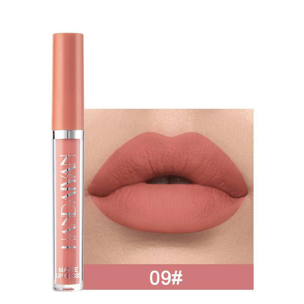 Handaiyan Matte Lip Glaze Rouge à lèvres liquide Mini Tube Lip Gloss Waterproof Non Stick Cup Lip Gloss Genuine