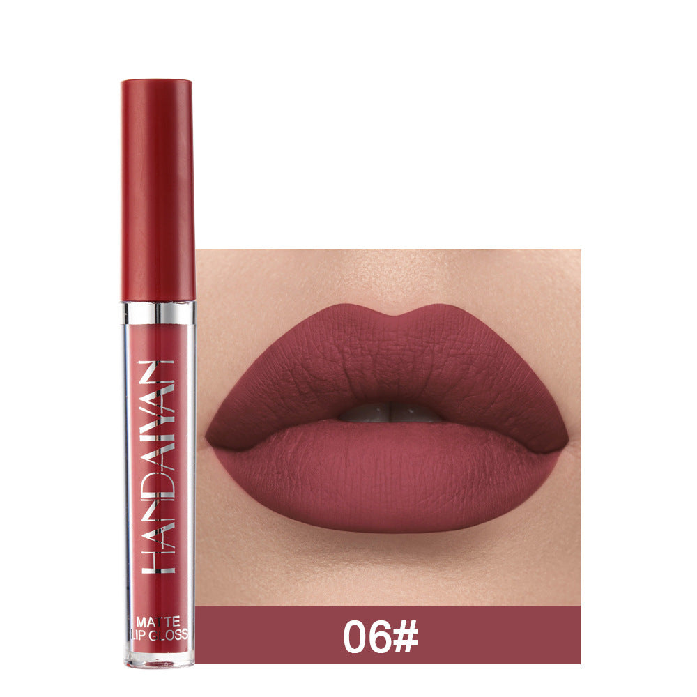 Handaiyan Matte Lip Glaze Rouge à lèvres liquide Mini Tube Lip Gloss Waterproof Non Stick Cup Lip Gloss Genuine