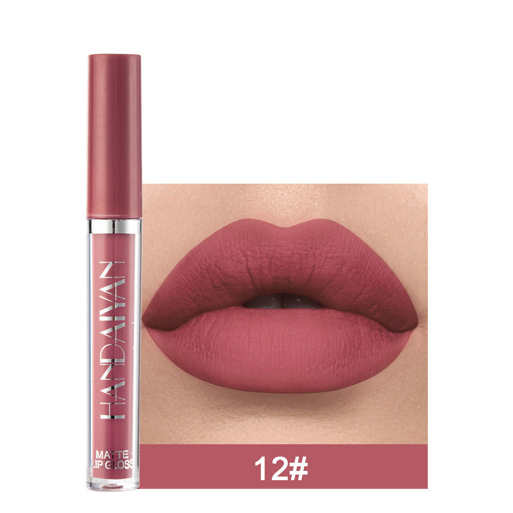 Handaiyan Matte Lip Glaze Rouge à lèvres liquide Mini Tube Lip Gloss Waterproof Non Stick Cup Lip Gloss Genuine