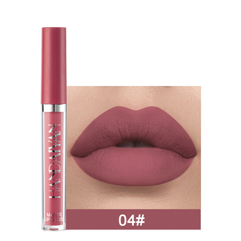 Handaiyan Matte Lip Glaze Rouge à lèvres liquide Mini Tube Lip Gloss Waterproof Non Stick Cup Lip Gloss Genuine