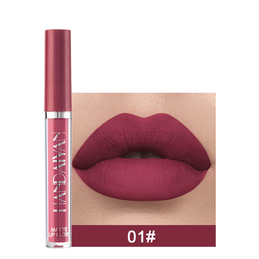 Handaiyan Matte Lip Glaze Rouge à lèvres liquide Mini Tube Lip Gloss Waterproof Non Stick Cup Lip Gloss Genuine