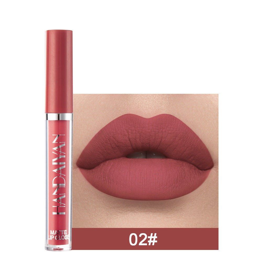 Handaiyan Matte Lip Glaze Rouge à lèvres liquide Mini Tube Lip Gloss Waterproof Non Stick Cup Lip Gloss Genuine