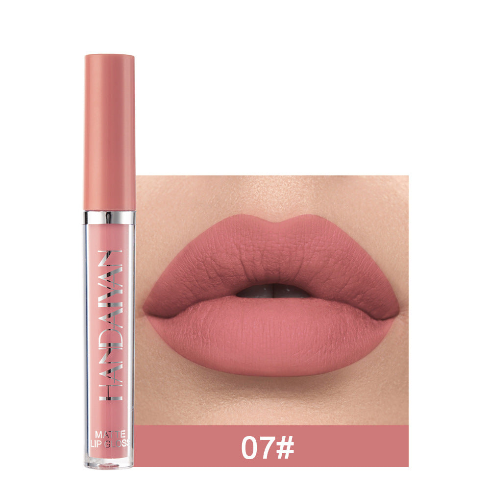 Handaiyan Matte Lip Glaze Rouge à lèvres liquide Mini Tube Lip Gloss Waterproof Non Stick Cup Lip Gloss Genuine