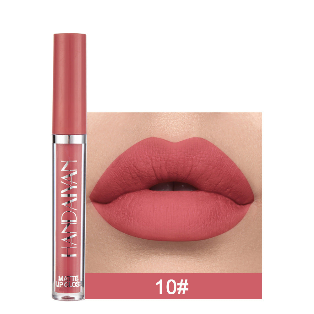 Handaiyan Matte Lip Glaze Rouge à lèvres liquide Mini Tube Lip Gloss Waterproof Non Stick Cup Lip Gloss Genuine