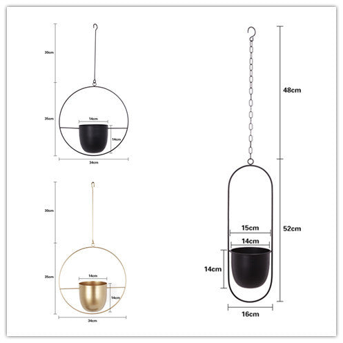 Pot de fleurs suspendu en fer de style nordique, simple et créatif, pour la décoration de plantes en pot hydroponiques. Luxe léger et personnalisé pour suspendre des orchidées.