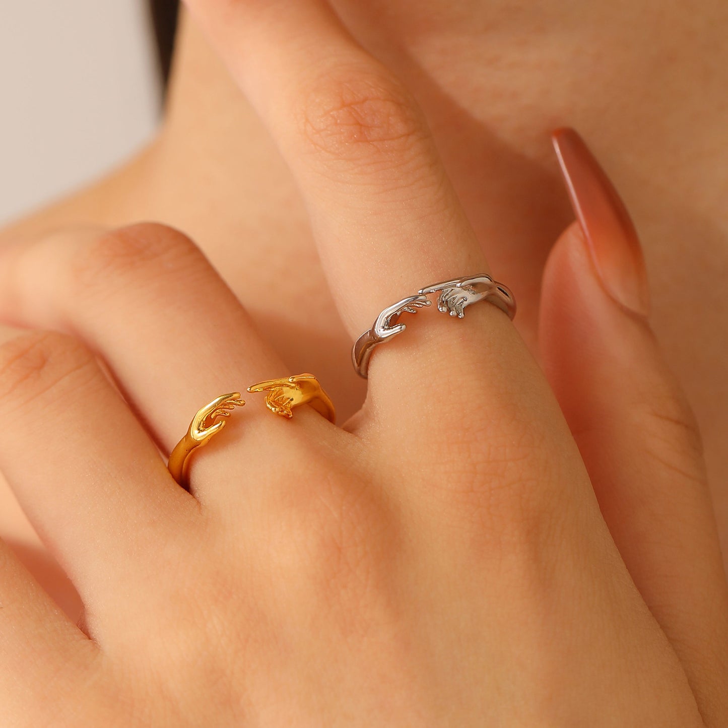 Bague ajustable à deux mains, mode et personnalité, pour les bijoux de la Saint-Valentin.