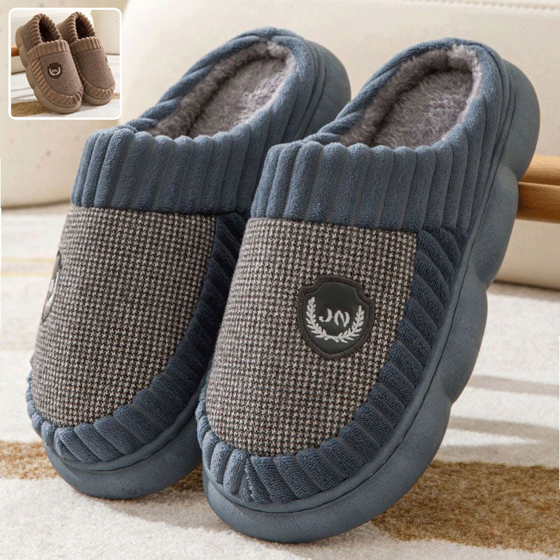 Plus Taille Colorblock Peluche Pantoufles Pour Femmes Hommes Hiver Chaud Maison Pantoufle Intérieur Semelle Épaisse Polaire Chaussures Couple