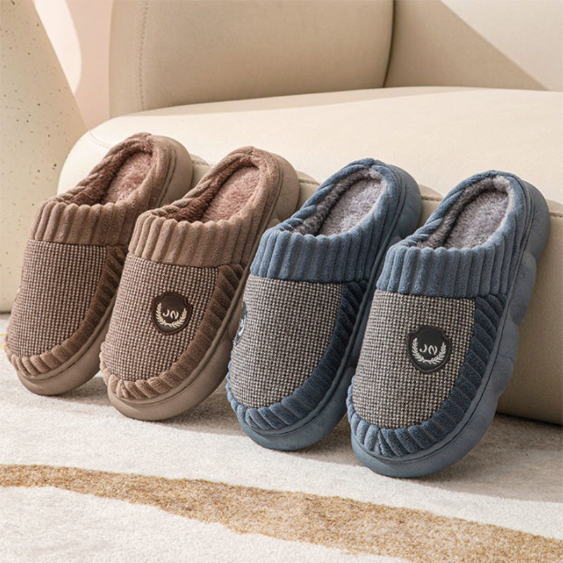 Plus Taille Colorblock Peluche Pantoufles Pour Femmes Hommes Hiver Chaud Maison Pantoufle Intérieur Semelle Épaisse Polaire Chaussures Couple