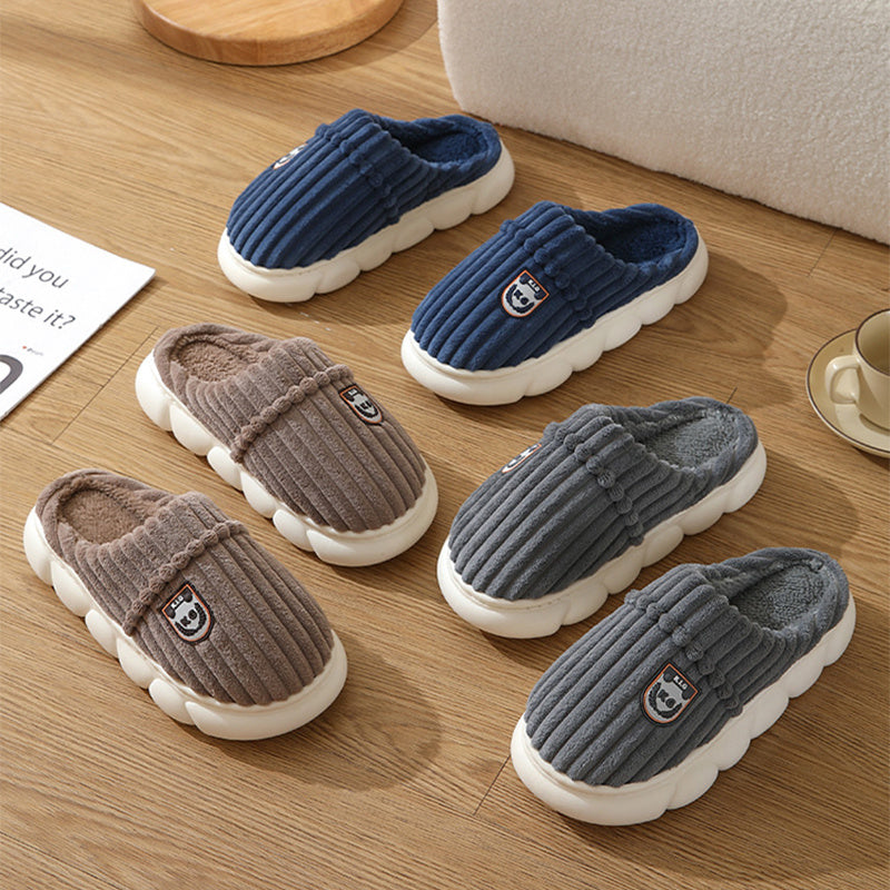 Pantoufles d’hiver en velours côtelé Maison Chambre Sol Chaussures En Peluche Mode Couleur Unie Pantoufles Antidérapantes Pour Femmes Hommes