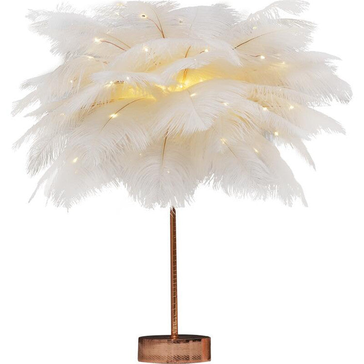 Plume Lampe Nordique Lampe de Bureau de Style Européen Chambre De Chevet Lampe De Table De Plumes Lumière de Nuit Lampe de Table Décoration Moderne - Ivory Deals Market