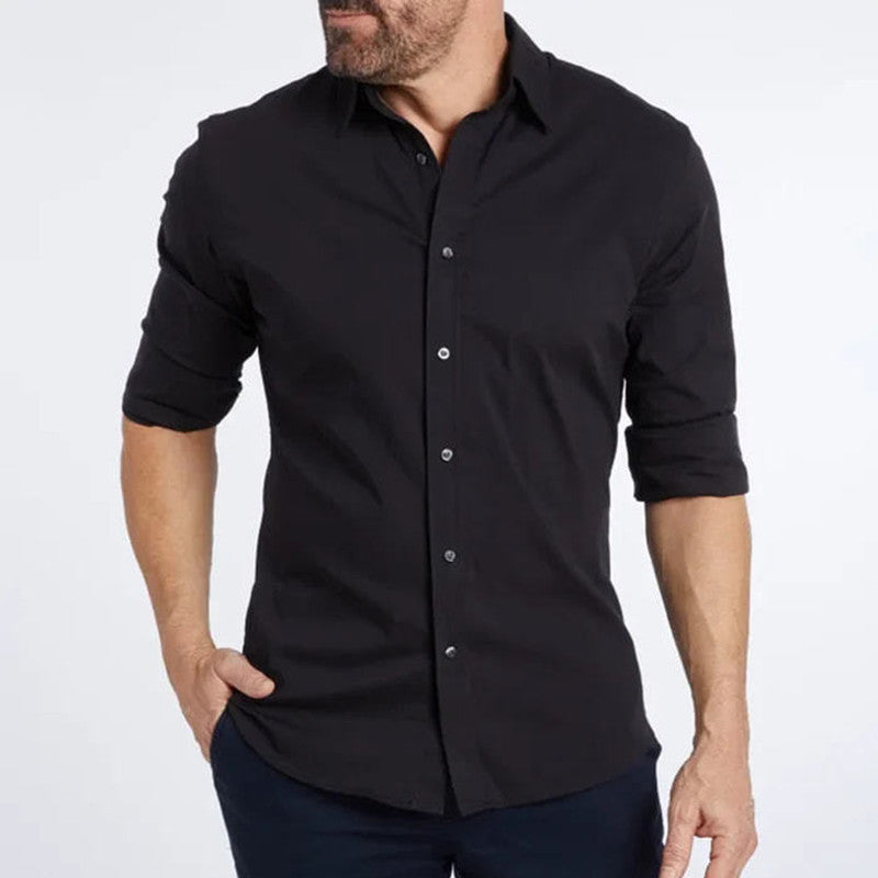 Chemise à manches longues avec fermeture éclair et design de boutons, élégante pour les vêtements pour hommes.