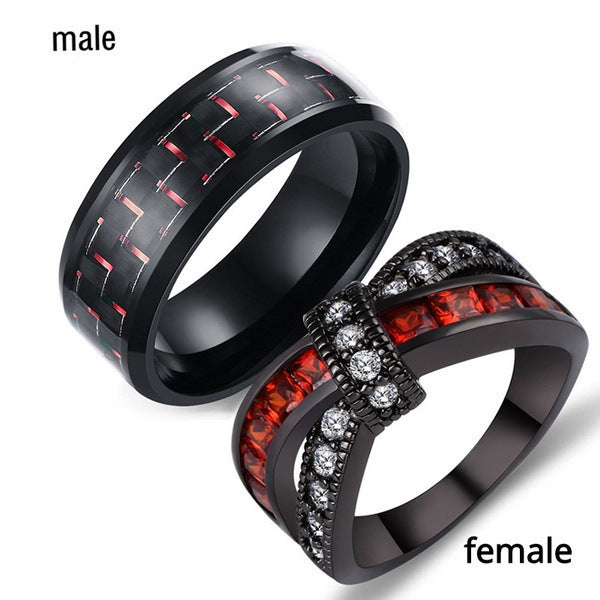 Nouvelle bague en zircon croix rouge grenat or noir