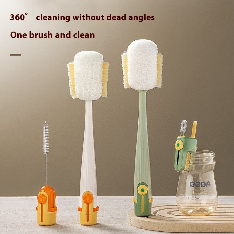 Brosse de nettoyage multifonctionnelle à tête large avec long manche pour laver les tasses trois en un.