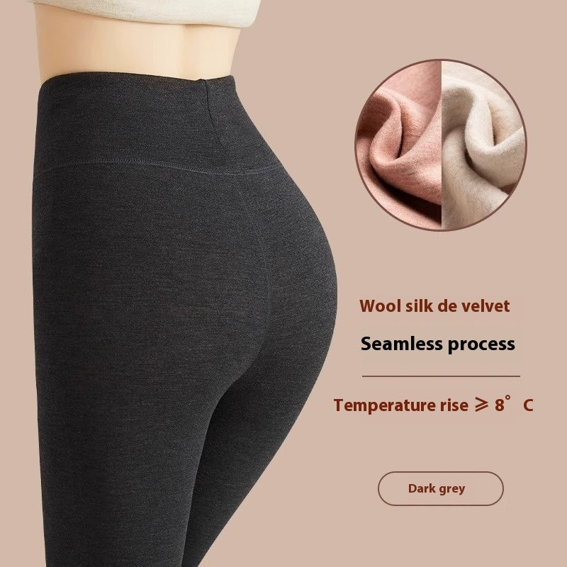 Leggings d'hiver en cachemire, pantalons serrés en velours plus, mode taille haute ajustée pour femmes.