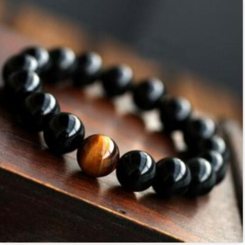 Naturel noir Onyx avec pierre oeil de tigre perles bracelet pour hommes bijoux 12 constellation Lovers Bilan Énergétique bracelet - Ivory Deals Market