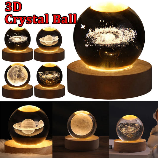 Lampe de table à boule de cristal galaxie avec lumière LED, lampe de lune 3D pour la chambre, la décoration de la maison, les fêtes d'enfants et les cadeaux d'anniversaire. - Ivory Deals Market