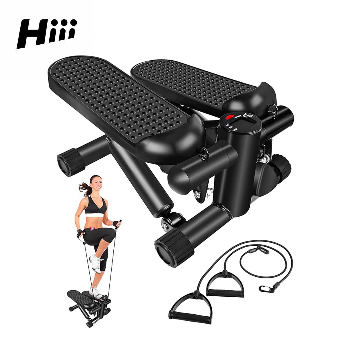 1pc, Steppers pour faire de l'exercice à la maison, Mini Stepper avec une capacité de 330 lb, Machine d'entraînement avec des bandes de résistance. - Ivory Deals Market