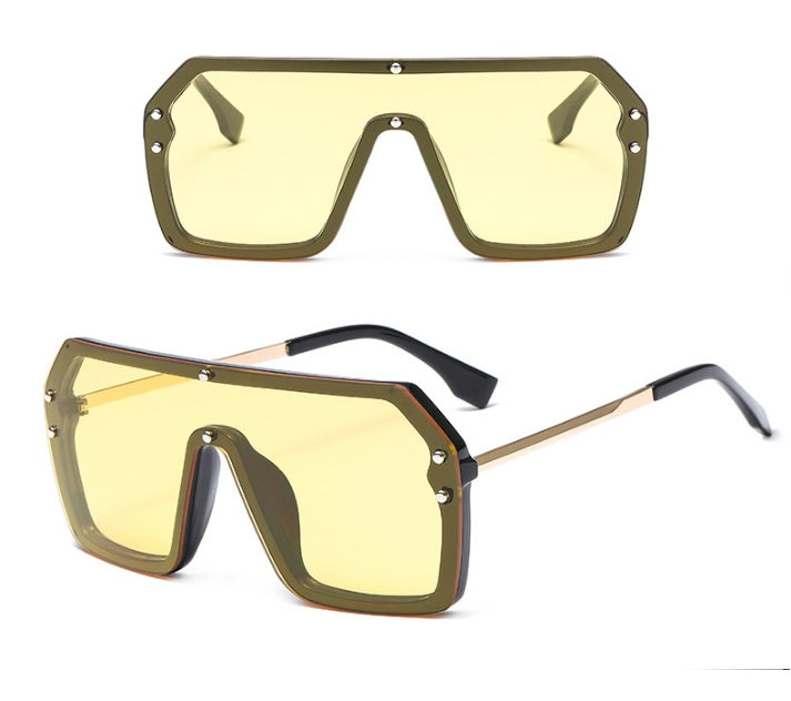 Lunettes de soleil surdimensionnées, style mode, verres carrés, miroir, UV400, pour femmes et hommes, marques.